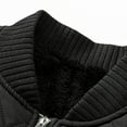 thumbnail image 5 of LMOIPLI Men's Quilted Baseball Fleece Jacket Slim Fashion Ribbed Collar Winter Warm Loose Jacket with Pockets Black XXL, 5 of 8