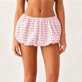 thumbnail image 5 of Hduncf Women's Y2K Polka Dots Bubble Mini Skirts Elastic Low Waist Puff Short Skirt Cute Teen A-Line Skirt Going Out Shorts Pants Pink L, 5 of 6
