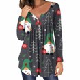 thumbnail image 1 of Pntutb Mujer Casual Navidad Impreso Jersey Cuello Redondo Manga Larga Botones Blusa tops Pntutb Pntutb-5274, 1 of 6