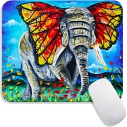 Hokafenle Watercolor Indian Elephant Square Mouse Pad, Custom Waterproof&Anti-Slip Rubber Base Gaming Mouse Mat,