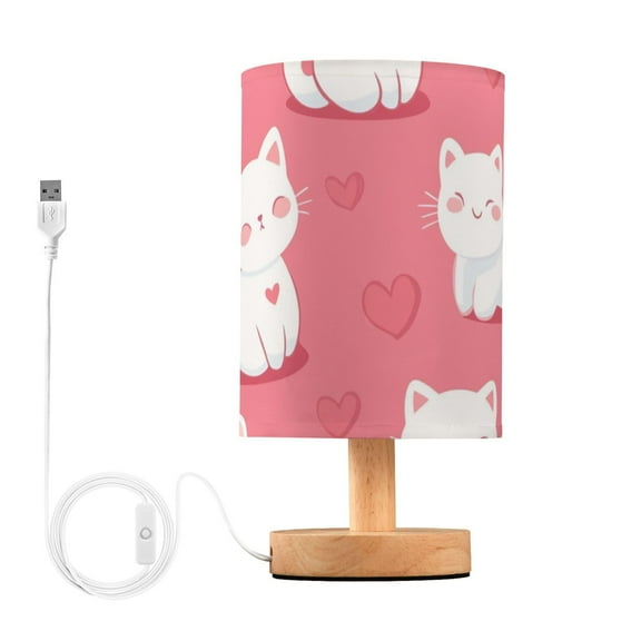 Valentine Cute Happy Cats Hearts Table Lamp with USB Port LED Warm Light Lamp Night Light Home Decor