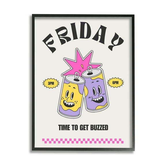 Stupell Industries Friday Vintage Beer Phrase Food & Beverage Painting Black Framed Art Print Wall Art, 11 x 14