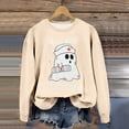 thumbnail image 2 of Women's Hoodless Sweatshirt for Women Lightweight Halloween Crew Neck Top for Seasonal Comfort and Cozy Wear Beige M, 2 of 4