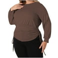 thumbnail image 1 of asdoklhq Plus Size Long Blouses,Women's Casual Irregular Waist Pleated Sweatshirt Solid Color Plus Size Top, 1 of 6