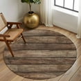thumbnail image 2 of Large Round Rug 8Ft Washable Non-Slip, Old Wooden Board Circle Area Rugs for Living Room Bedroom, Rustic Farmhouse Brown Wooden Plank Indoor Floor Mats Carpet Runner for Home Decor, 2 of 8