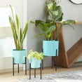 thumbnail image 3 of DecMode Teal Metal Indoor Outdoor Planter with Removable Stand, Set of 3 12", 14", 18"H, 3 of 13