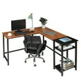 thumbnail image 6 of Hassch Computer Desk with Shelves 55" L Shaped Table Writing Desk Workstation for Home Office, Retro Color & Black, 6 of 10
