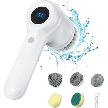 LDNIO Electric Spin Scrubber, Handheld Scrub Brush Cordless Cleaning Brush with LED Display & 5 Replaceable Heads
