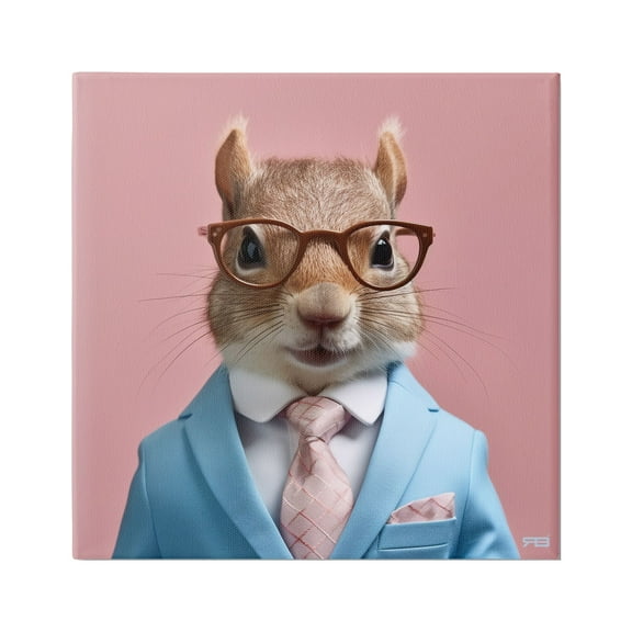 Stupell Industries Squirrel in Classy Suit Animals & Insects Painting Gallery Wrapped Canvas Art Print Wall Art, 17 x 17