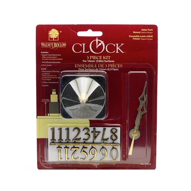 Clock Making Supplies 3 Piece Clock Kit for 3/8 in. Surface (pack of 2)