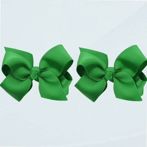 3 Inch Baby Girl Hair Bows Boutique Hair Clip Teens Toddlers Hairpin Headwear - Set of 2 (Green)