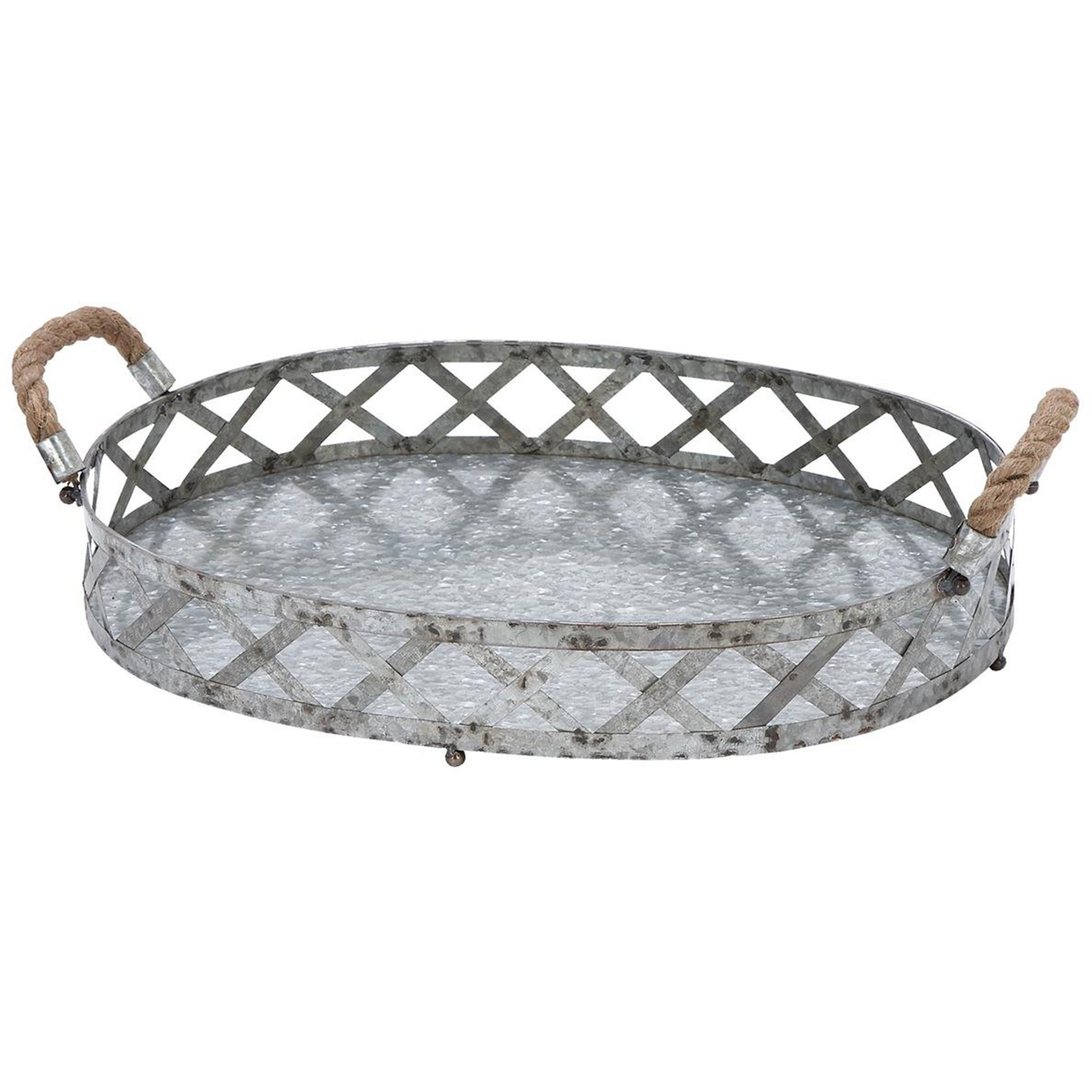 Galvanized Tray with Rope Handle