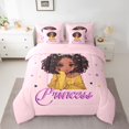 thumbnail image 2 of jejeloiu Cute Black Princess 7-Piece Bedding Comforter Set,Cartoon Glitter Print King Bedding Sets For Girls Kids Reversible, 2 of 8