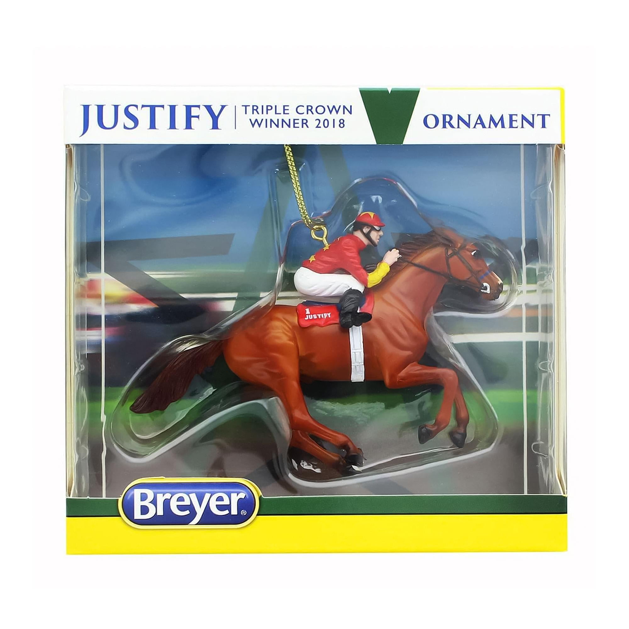 Breyer Model Horse Holiday Ornament, Justify Red Jockey, Triple
