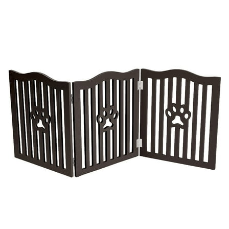 Trimate Wooden Free Standing Pet Gate for Small Dogs and Cats, Espresso