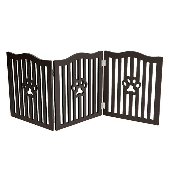 Trimate Wooden Free Standing Pet Gate for Small Dogs and Cats, Espresso
