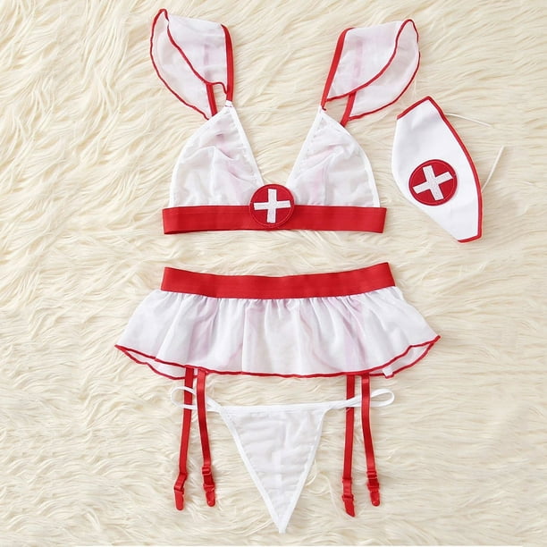 Lingerie For Women ThreePoint Style With Garters, Nurse'S Clothes, Fun Underwear, Uniform
