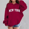 thumbnail image 2 of QITESHIPIN Unisex Kids City Name Letter Print Hoodie Loose Fit Long Sleeve No Drawstring Casual Sweatshirt (3Y-13Y) Red,5-6 Years, 2 of 4