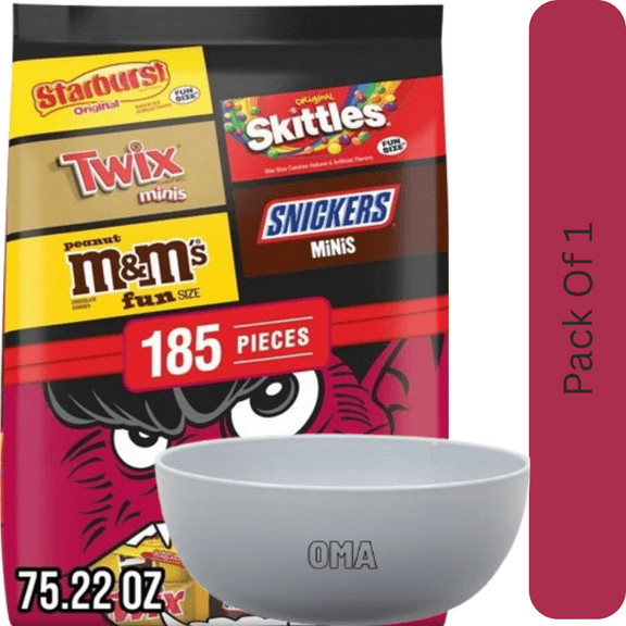 Mars Halloween Variety Pack Candy, Mini & Fun Size, 185 pcs. With White Bowl By OMA