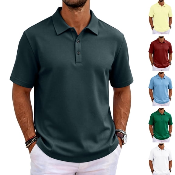 HAJWOH Polo Shirts for Men Short Sleeve Summer T-Shirts Business Casual Collared Moisture Wicking Golf Shirts