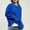 Blue, variant on Itsame Women Knitted Sweater Crew Neck Pullover Sweatershirt Long Sleeves Solid Color Relaxed Sweatshirts Black Size L