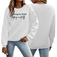 thumbnail image 4 of Arlun Walking by Faith Tripping Constantly Sweatshirts Womens Christian Religious Funny Graphic Long Sleeve Crew Neck Pullover Tops Fashion Letter Print Basic Casual Outfits 1-White XL, 4 of 5