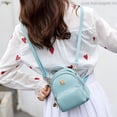 thumbnail image 3 of PENGXAING Candy Color Mini Backpack Soft PU Zipper Bag with Long Strap for Women Travel, 3 of 4