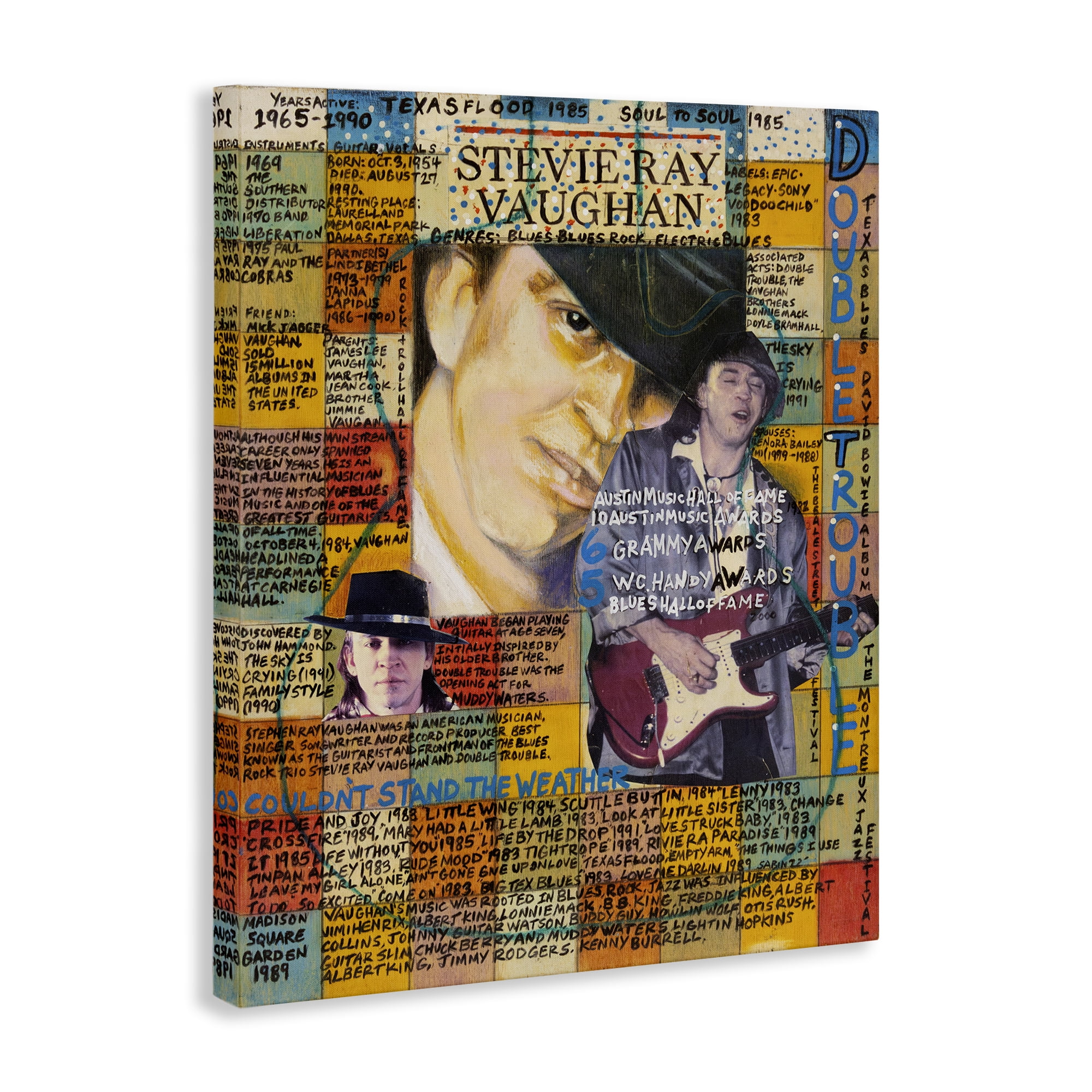 Stupell Industries Stevie Ray Vaughan Collage People Drawing Wrapped Canvas Art Print Wall Art, 24 x 30