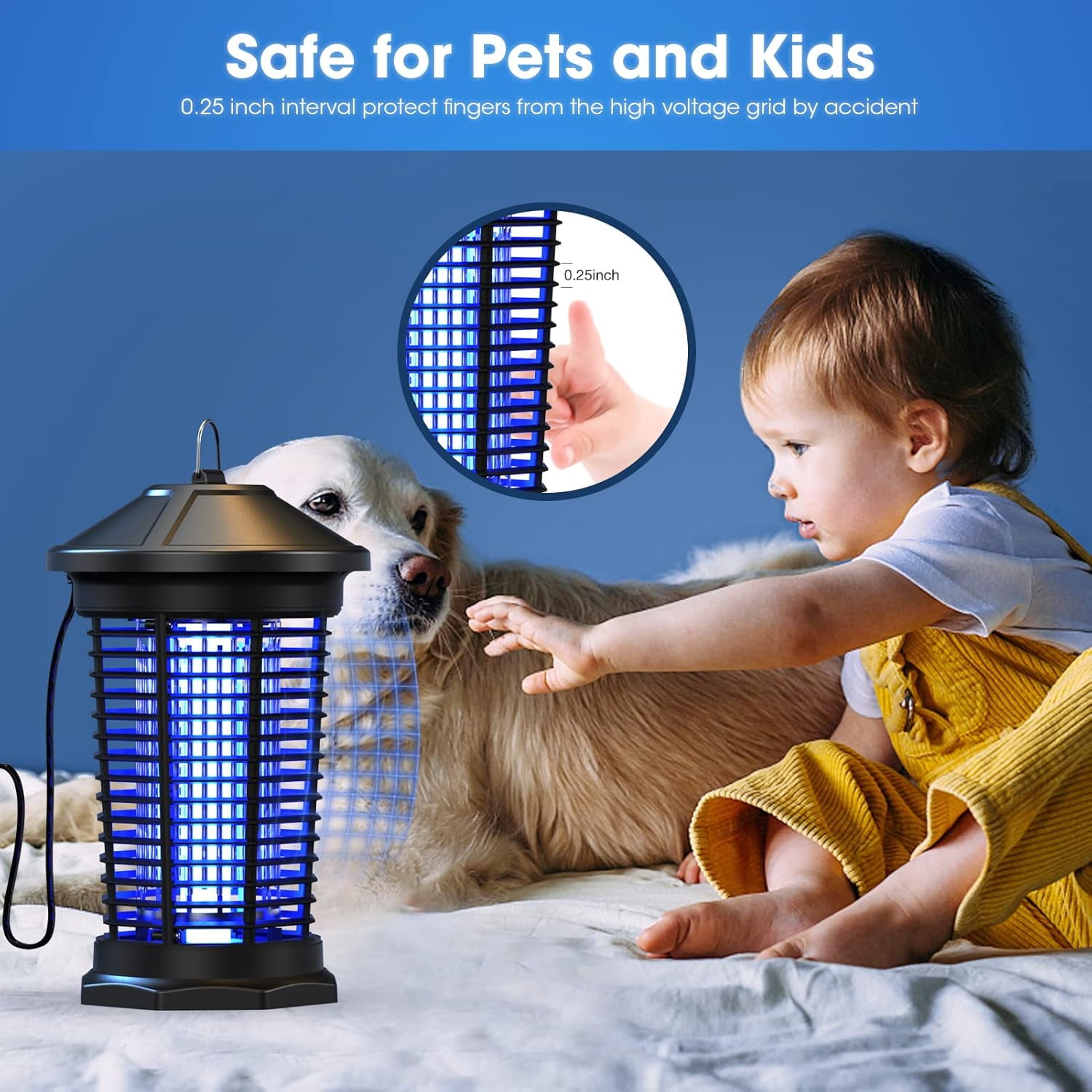 AENKYO Bug Zapper Outdoor Waterproof - 4200V High Power Electric Mosquito Killer for Garden, Patio, Backyard, Insect Zapper for Home Use (Black)