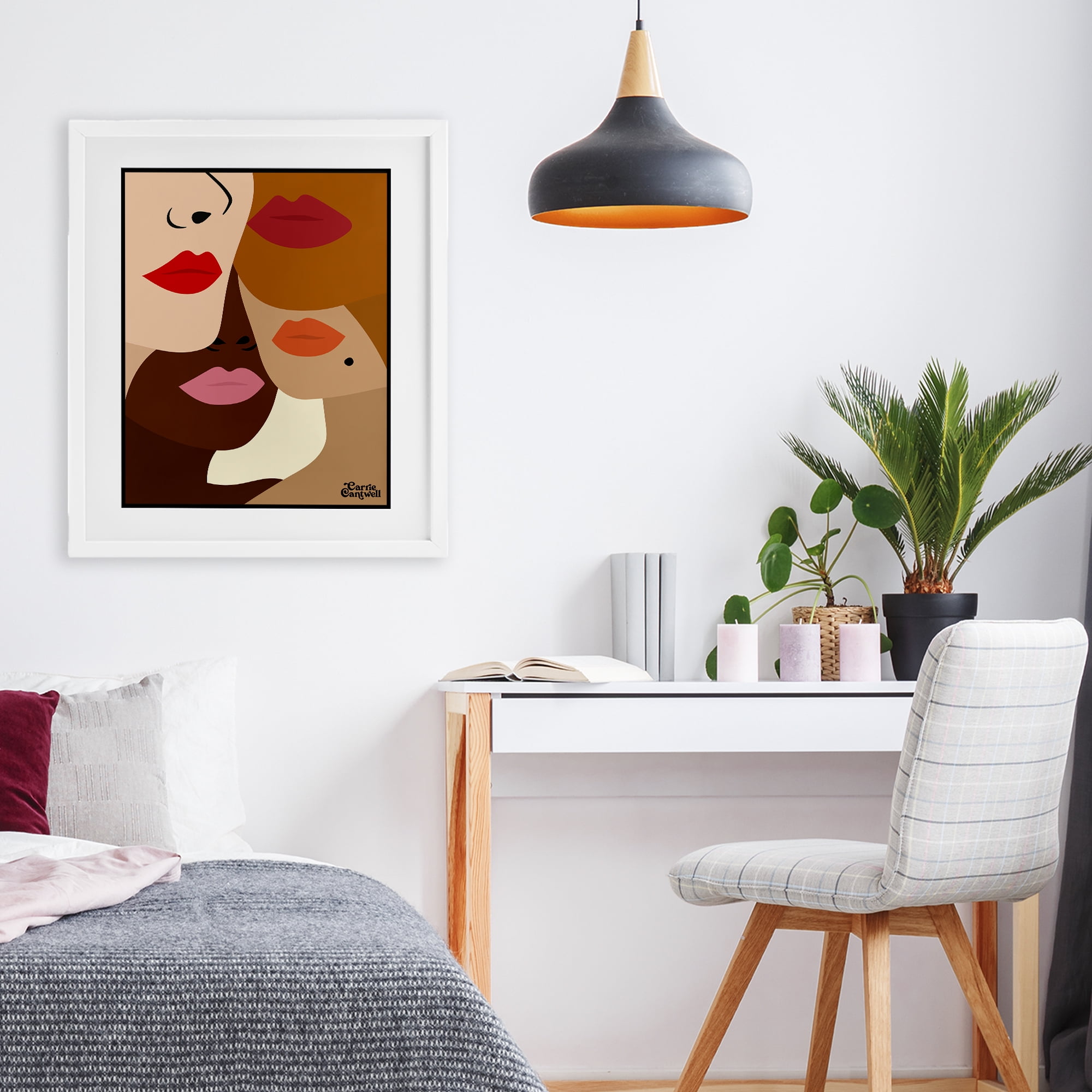 Many Faces of Women White Framed Print Under Glass, design by Carrie Cantwell