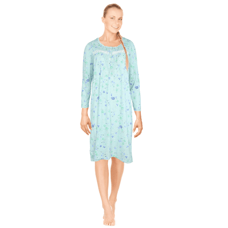 

JEFFRICO Womens Long Sleeve Nightgowns Sleepwear Soft Pajama Dress Nightshirts Plus Size