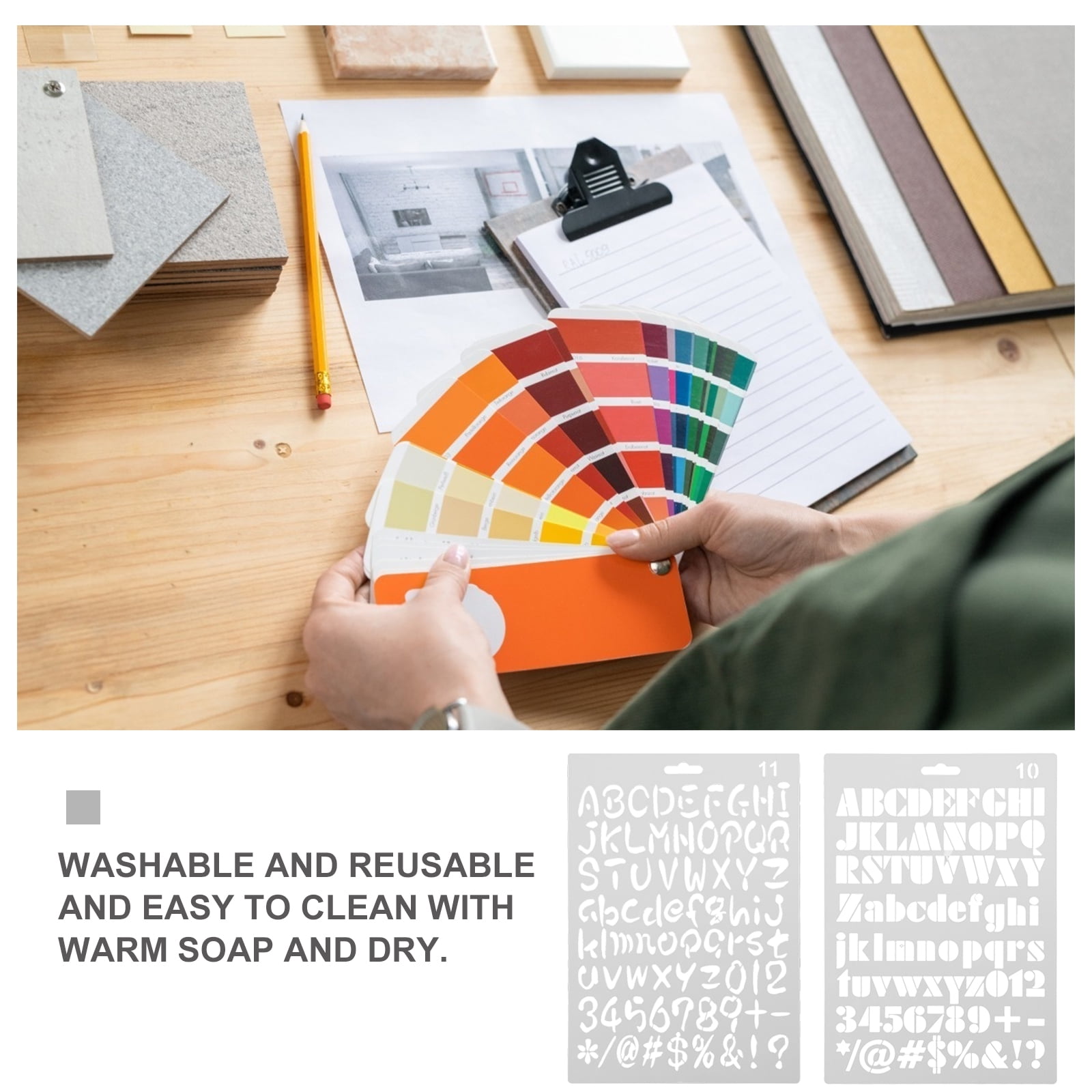 Raindrops 36-Piece Productivity Stencil Set with Alphabet Templates for Journals and Planners