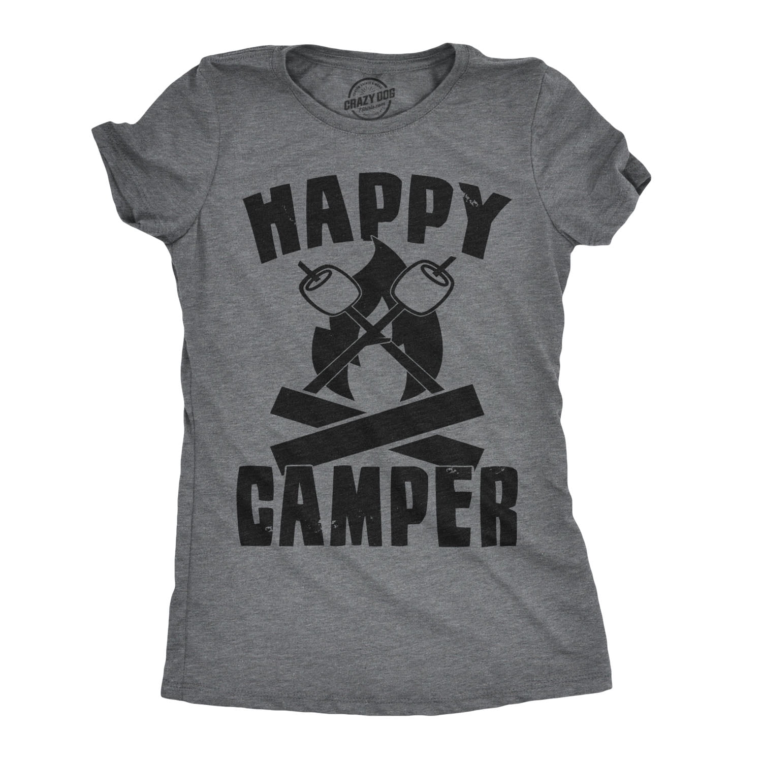 MAXIMGR Happy Camper Shirt Women Summer Vacation T-Shirt Funny Camping Graphic Tee Shirt Short Sleeve Tee Top