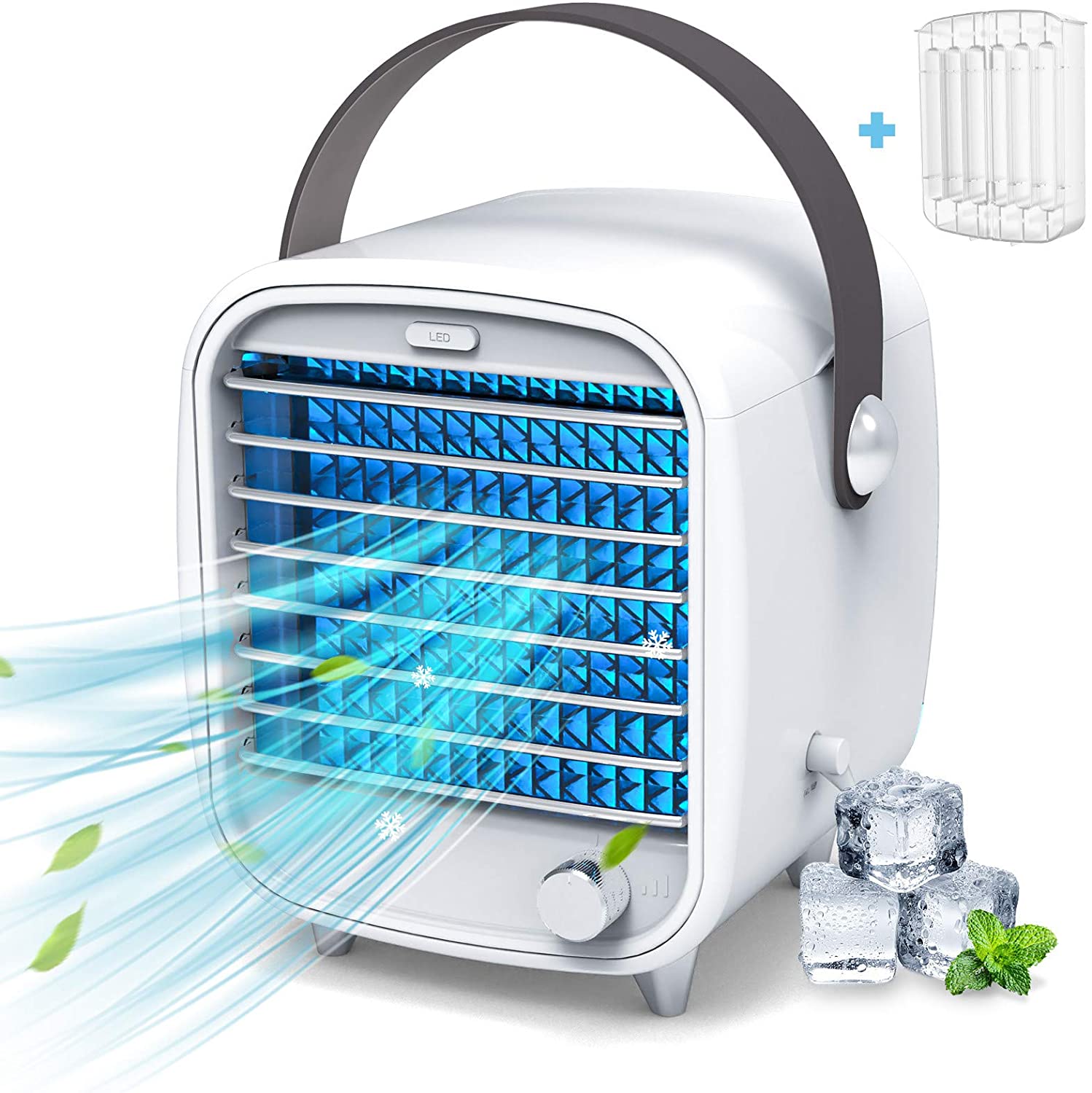 Portable Air Conditioner, Personal Space Air Cooler, Rechargeable Cooling Air Fan for Bedroom