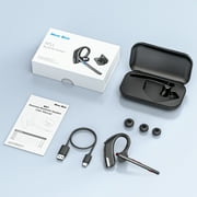 New Bee Bluetooth Headset V5.2 with 500mAh Charging Case,12H Talk Time,ENC Dual-Mic Noise Cancellation,Adjustable Fit,Dual-Device Connection,2 Charging Ways,Multi-System Compatible (PC/Phone/Driver)