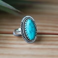 thumbnail image 2 of Blue Turquoise Ring, 925 Silver Ring, Oval Cut Gemstone, Statement Ring, Healing Crystal Ring, Bohemian Ring, Men's Signet Ring, Charm Ring, 2 of 6