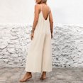 thumbnail image 5 of JULMCOMO Jumpsuits for Women Scoop Neck Adjustable Spaghetti Strap Loose Fit Summer Romper Low Back Sleeveless Wide Leg Flowy Jumpsuits Beige L, 5 of 7