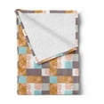 thumbnail image 2 of Abstract Soft Flannel Fleece Throw Blanket, Leaves Horizontal and Vertical Stripes Layout, Cozy Plush for Indoor and Outdoor Use, 70" x 90", Multicolor, by Ambesonne, 2 of 5