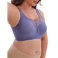 thumbnail image 4 of INSPIRE CHIC Women's Mesh Plunge Wirefree Full Coverage Bras Wide Straps Seamless Lightweight Soft Breathable Bra XXL Blue, 4 of 4
