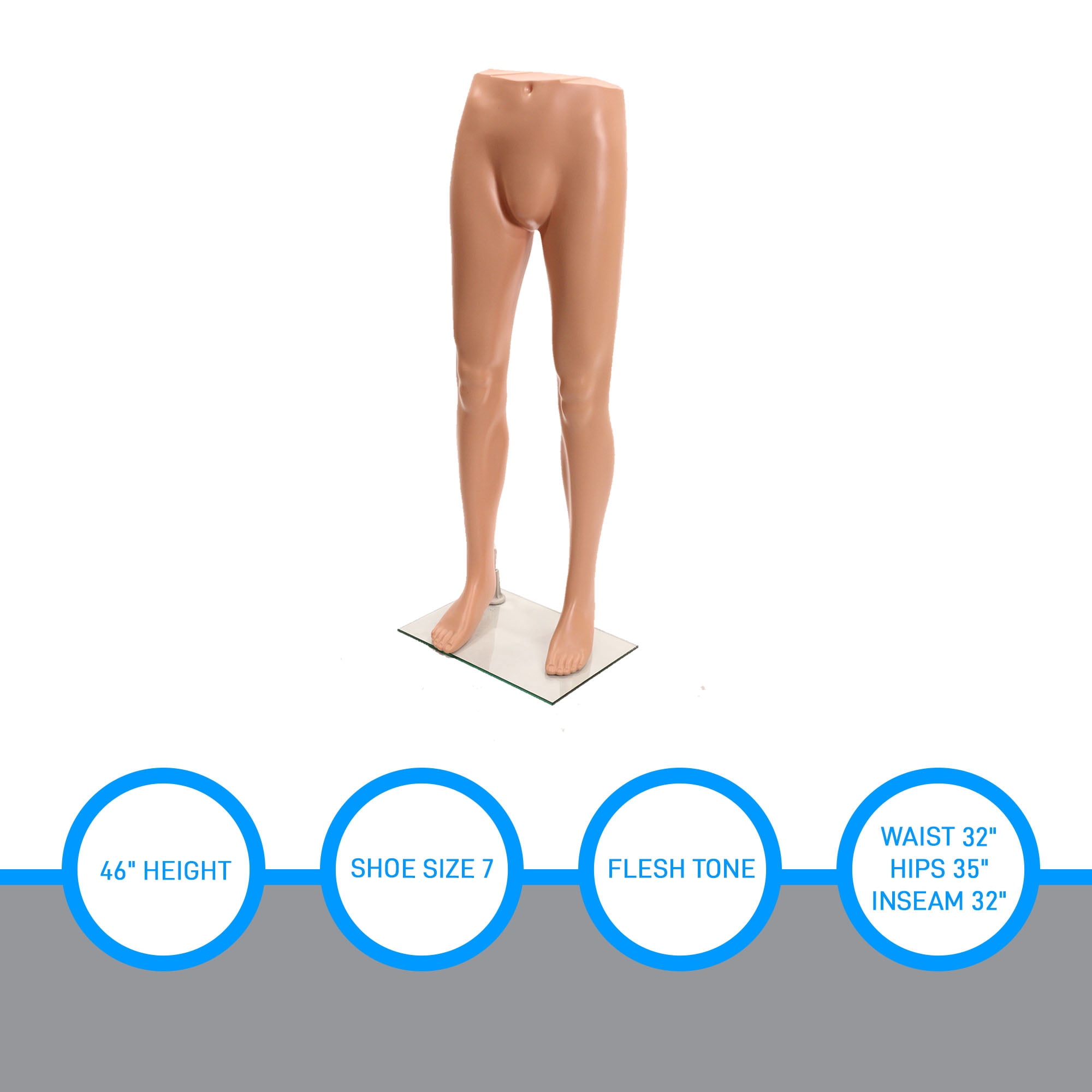 SSWBasics Male Plastic Mannequin Leg Form - Height 46" - With Base