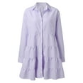 thumbnail image 4 of Aayomet Casual Dresses for Women 2023 Long Sleeve Wrap V Neck High Low Split Ruffle Long Dress with Belt,Purple S, 4 of 5