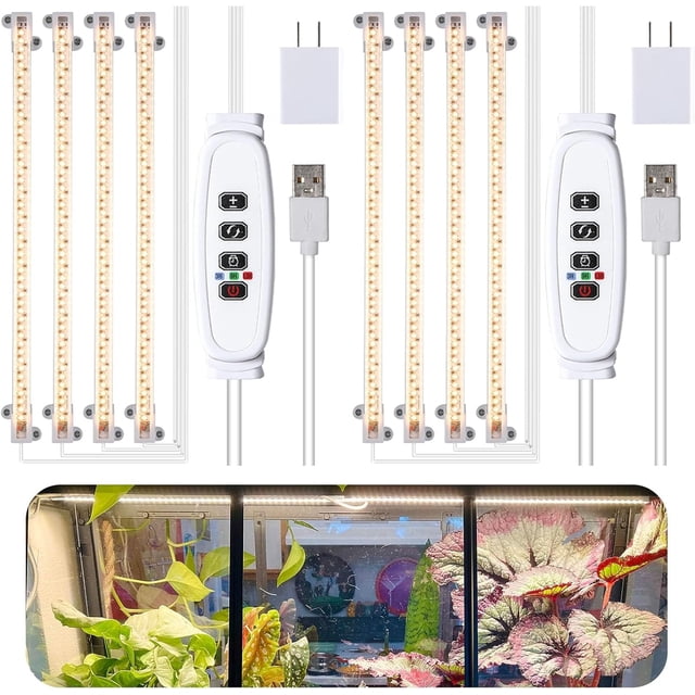LED Grow Light Strips Full Spectrum Plant Growing Lights for Indoor Plants K LEDs Plant Lamp with H Timer Dimmable Levels Head es