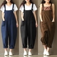 thumbnail image 2 of Women Baggy Overalls Solid Color Loose Big Pockets Wide Leg Long Suspender Pants, 2 of 2