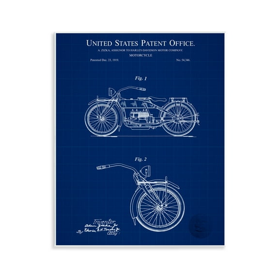 Stupell Industries Detailed Motorcycle Blueprint Transportation Painting Unframed Art Print Wall Art, 11 x 14