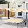thumbnail image 2 of Beige Outdoor Wheeled , Patio Double Lounger Chair, Canopy For Sun Room, Garden, Poolside Chair With Footpad Stability, Adjustable -, 2 of 5