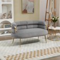 thumbnail image 2 of DEALTOPS Velvet Accent Chair Modern Upholstered Armchair Tufted Chair with Metal Frame, Leisure Chairs for Living Room Bedroom-Gray, 2 of 10