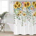 thumbnail image 2 of Extra Long Shower Curtain 72x84 Inch, Sunflower Shower Curtain Waterproof Bathroom Decor Yellow Green Summer Botanical Watercolor Fabric Bath Curtain Set Accessories with Hooks, 2 of 6