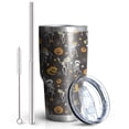 thumbnail image 2 of 30oz Dancing Skeletons Halloween Pattern Tumblers Stainless Steel Tumbler with Lid and Straw,Vacuum Insulated Double Wall Travel Tumbler Cups Mug with Cleaning Brush for Coffee,Tea, 2 of 7