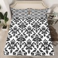 thumbnail image 2 of Feelyou Damask Women Twin Sheet Sets, White Black Mandala Flower Bedding, 3 Pieces, 2 of 7