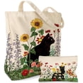 thumbnail image 1 of Juego de 2 bolsas de lona con cierre de maquillaje para mujer, bolsa de regalo para compras, gimnasio, viajes, día festivo, 1 of 4